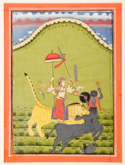 Durga on Her Tiger Kills Mahisha the Buffalo Demon by Unbekannt Unbekannt